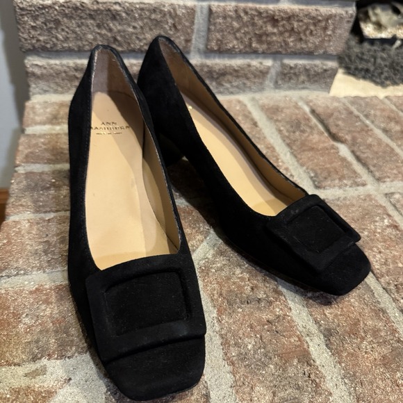 ANN MASHBURN Shoes - Ann Mashburn Buckle Heel Black Suede Block Made in Italy 36 US 5.5 #242